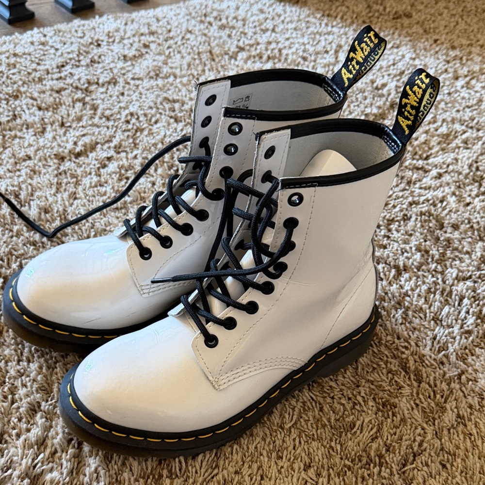 Dr. Martens White Boots with Black Laces